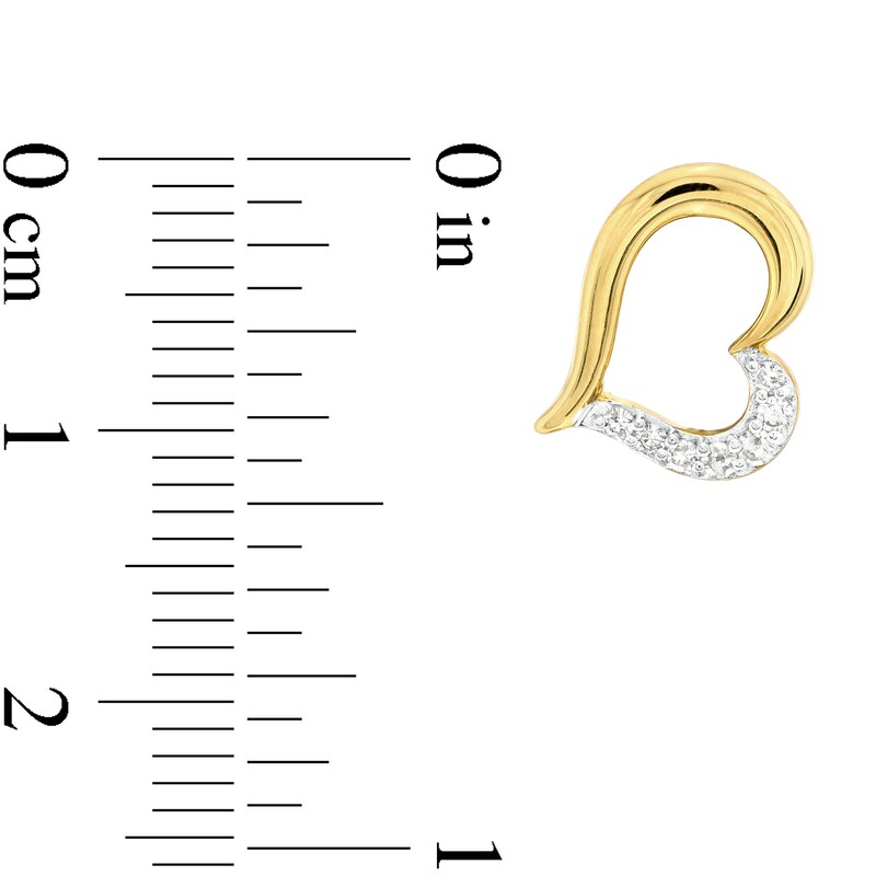 Main Image 3 of 1/8 CT. T.W. Diamond Heart Stud Earrings in Sterling Silver with 18K Gold Plate