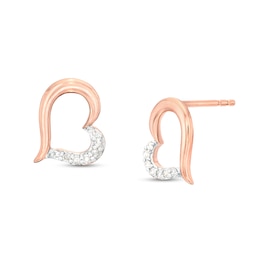 1/8 CT. T.W. Diamond Heart Stud Earrings in Sterling Silver with 18K Rose Gold Plate
