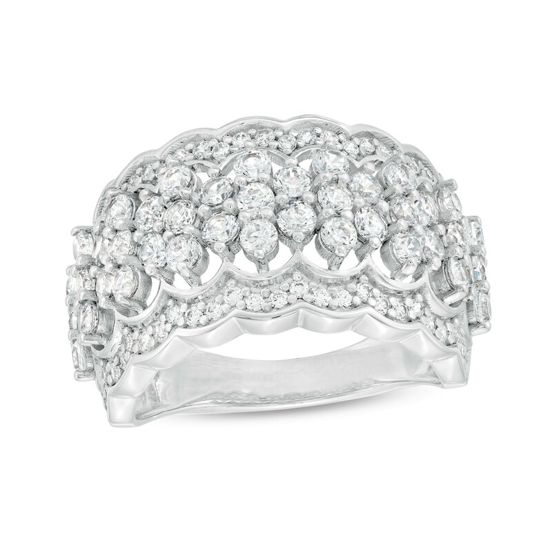 Main Image 1 of 2 CT. T.W. Certified Lab-Grown Diamond Scallop Edge Multi-Row Ring in 14K White Gold (F/SI2)