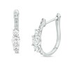 Thumbnail Image 1 of 1 CT. T.W. Certified Lab-Grown Diamond Three Stone U-Hoop Earrings in 14K White Gold (F/SI2)