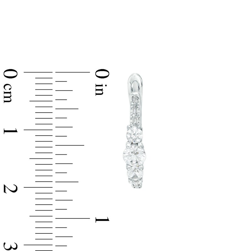 Main Image 3 of 1 CT. T.W. Certified Lab-Grown Diamond Three Stone U-Hoop Earrings in 14K White Gold (F/SI2)