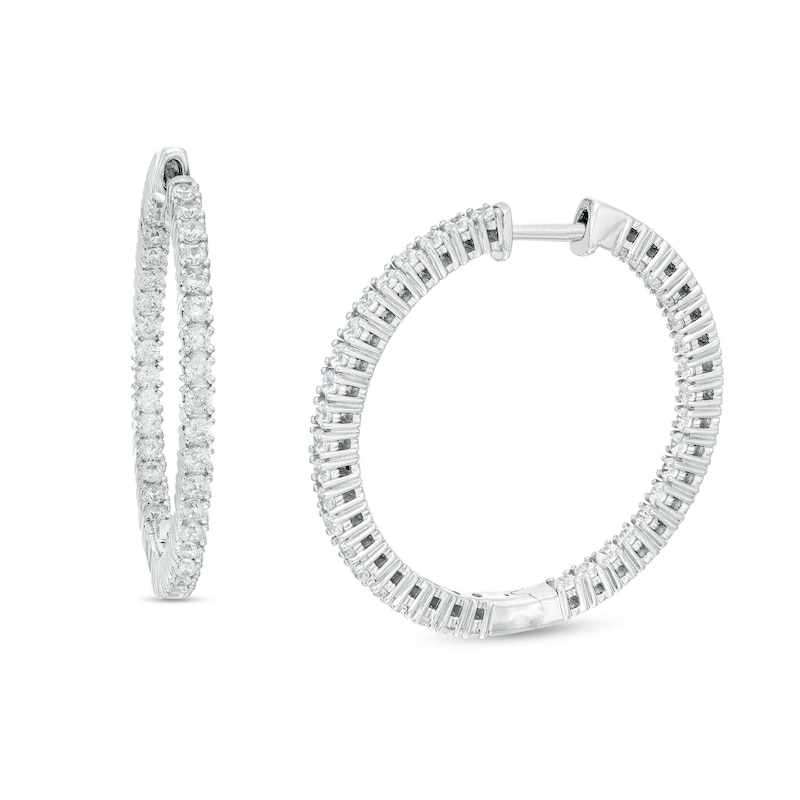 Main Image 1 of 2 CT. T.W. Lab-Grown Diamond Hoop Earrings in 14K White Gold (F/SI2)