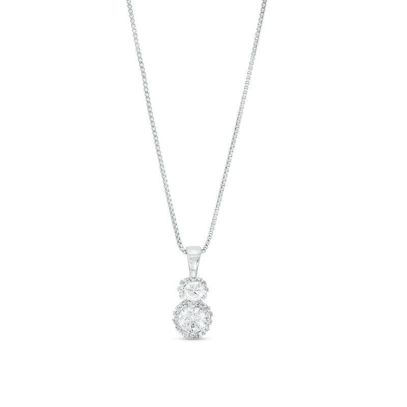 Main Image 1 of 1/2 CT. T.W. Certified Lab-Grown Diamond Frame Stacked Circle Pendant in 14K White Gold (F/SI2)