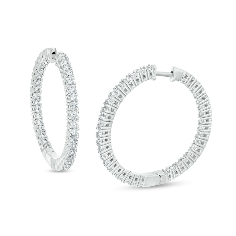 Main Image 1 of 3 CT. T.W. Certified Lab-Grown Diamond Hoop Earrings in 14K White Gold (F/SI2)