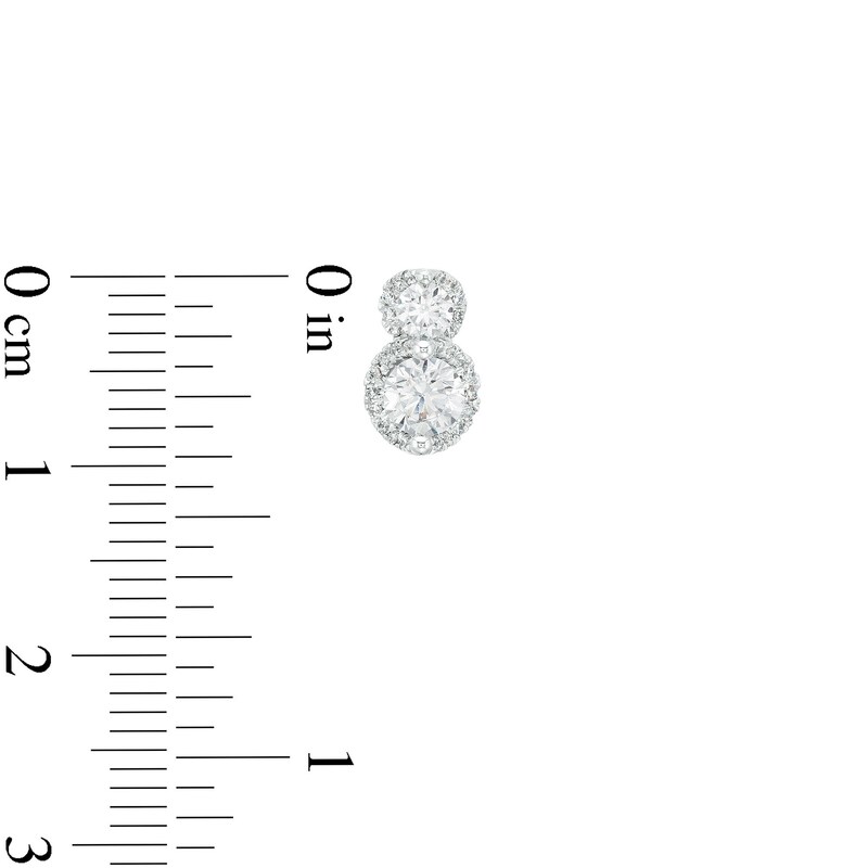 Main Image 3 of 1 CT. T.W. Certified Lab-Grown Diamond Frame Stacked Circle Drop Earrings in 14K White Gold (F/SI2)