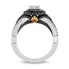 Thumbnail Image 3 of Enchanted Disney Villains Evil Queen 3/4 CT. T.W. Quad Diamond Frame with Garnet Engagement Ring in 14K Two-Tone Gold