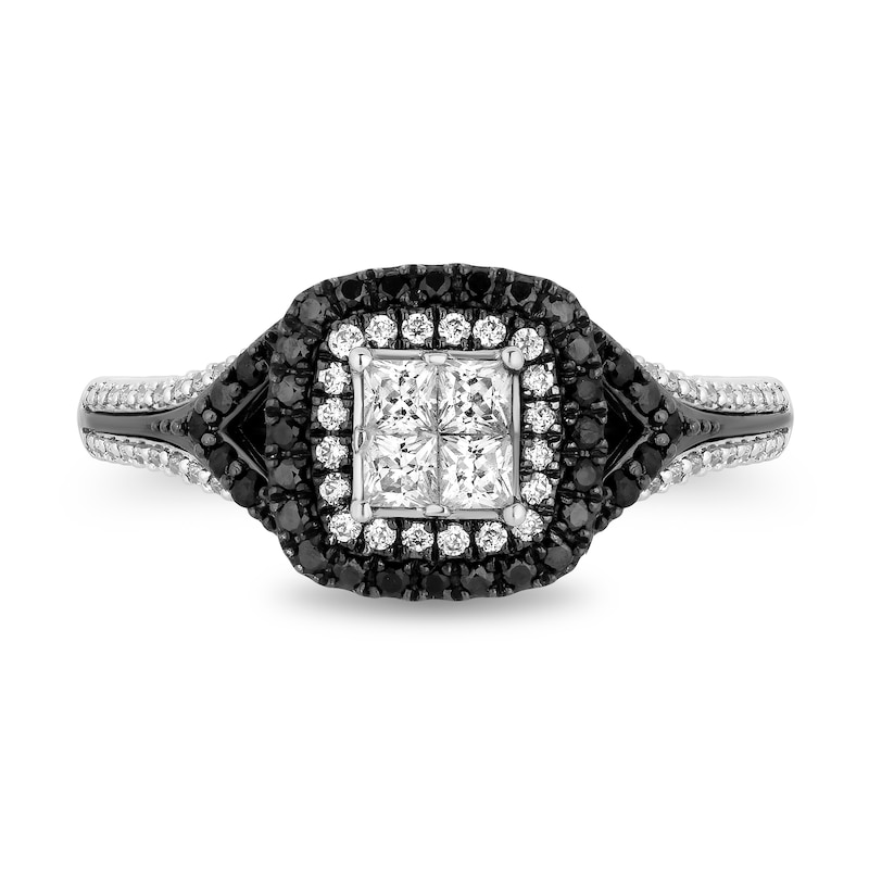 Main Image 4 of Enchanted Disney Villains Evil Queen 3/4 CT. T.W. Quad Diamond Frame with Garnet Engagement Ring in 14K Two-Tone Gold