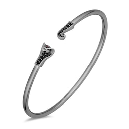 Enchanted Disney Villains Jafar Garnet and 1/6 CT. T.W. Black Diamond Open Bangle in Black Sterling Silver