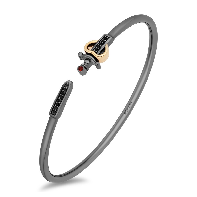 Main Image 1 of Enchanted Disney Villains Evil Queen Garnet and 1/10 CT. T.W. Black Diamond Bangle in Sterling Silver and Rose Gold