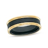 Thumbnail Image 0 of Men's 7.0mm Stripe Wedding Band in Tungsten with Black and Yellow Ion-Plate – Size 10