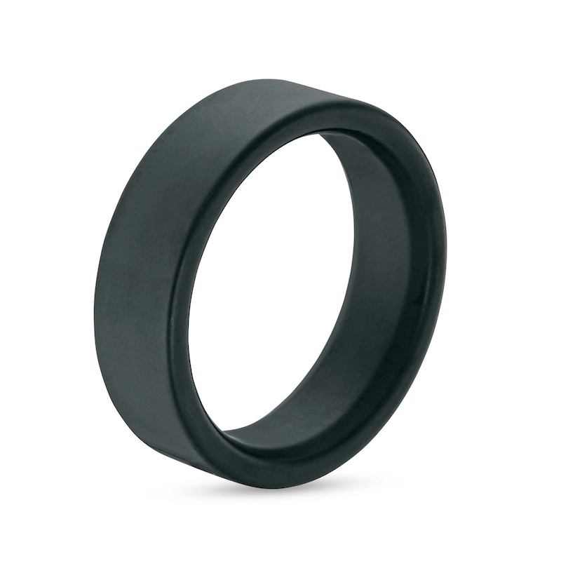 Main Image 3 of 7.0mm Wedding Band in Tungsten with Black Ion-Plate