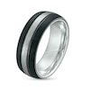 Thumbnail Image 2 of Men's 8.0mm Double Stripe Wedding Band in Tungsten with Black Ion-Plate