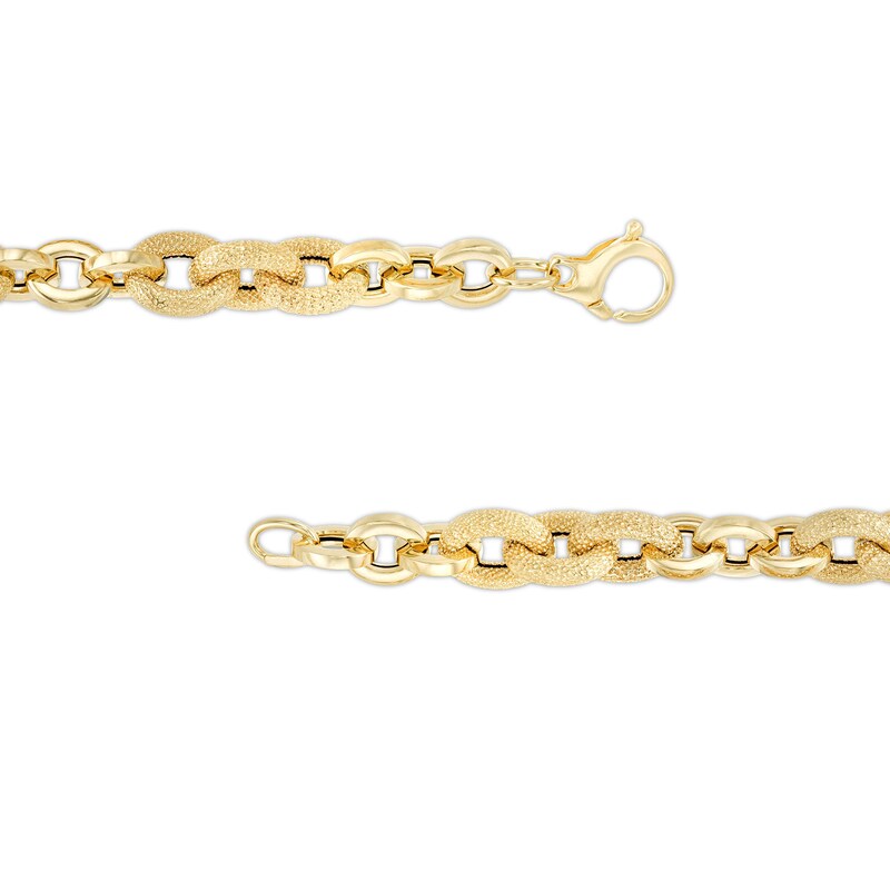 Main Image 3 of Italian Gold 2.0mm Diamond-Cut Glitter Link Chain Alternating Necklace in Hollow 14K Gold - 18"