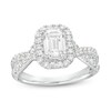 Thumbnail Image 1 of 1-1/2 CT. T.W. Certified Emerald-Cut Lab-Grown Diamond Frame Twist Shank Engagement Ring in 14K White Gold (F/VS2)