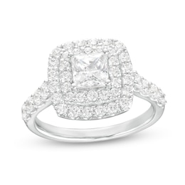 1-3/4 CT. T.W. Certified Princess-Cut Lab-Grown Diamond Double Frame Engagement Ring in 14K White Gold (F/VS2)