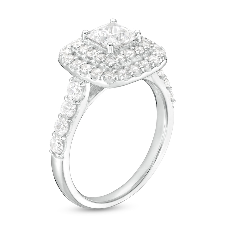 Main Image 3 of 1-3/4 CT. T.W. Certified Princess-Cut Lab-Grown Diamond Double Frame Engagement Ring in 14K White Gold (F/VS2)