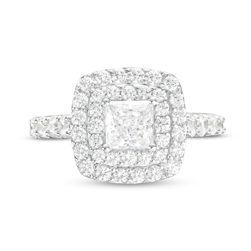 Main Image 4 of 1-3/4 CT. T.W. Certified Princess-Cut Lab-Grown Diamond Double Frame Engagement Ring in 14K White Gold (F/VS2)