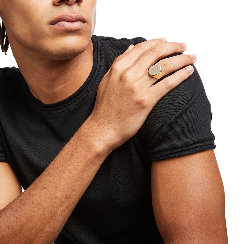 Main Image 2 of Men's Oval Signet Ring in 10K Gold