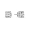 Thumbnail Image 0 of Enchanted Disney Cinderella 1/2 CT. T.W. Quad Princess-Cut Diamond Frame Stud Earrings in Sterling Silver