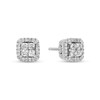 Thumbnail Image 0 of Enchanted Disney Cinderella 1/2 CT. T.W. Quad Princess-Cut Diamond Frame Stud Earrings in Sterling Silver