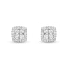 Thumbnail Image 1 of Enchanted Disney Cinderella 1/2 CT. T.W. Quad Princess-Cut Diamond Frame Stud Earrings in Sterling Silver