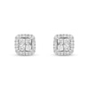 Thumbnail Image 1 of Enchanted Disney Cinderella 1/2 CT. T.W. Quad Princess-Cut Diamond Frame Stud Earrings in Sterling Silver