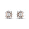 Thumbnail Image 2 of Enchanted Disney Belle 3/8 CT. T.W. Quad Princess-Cut Diamond Frame Stud Earrings in Sterling Silver and 10K Rose Gold