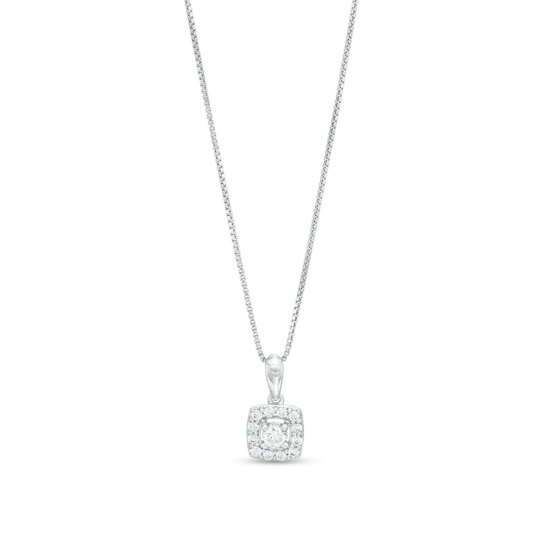 Main Image 1 of 1/4 CT. T.W. Certified Lab-Grown Diamond Cushion-Shaped Frame Pendant in 10K White Gold (F/SI2)
