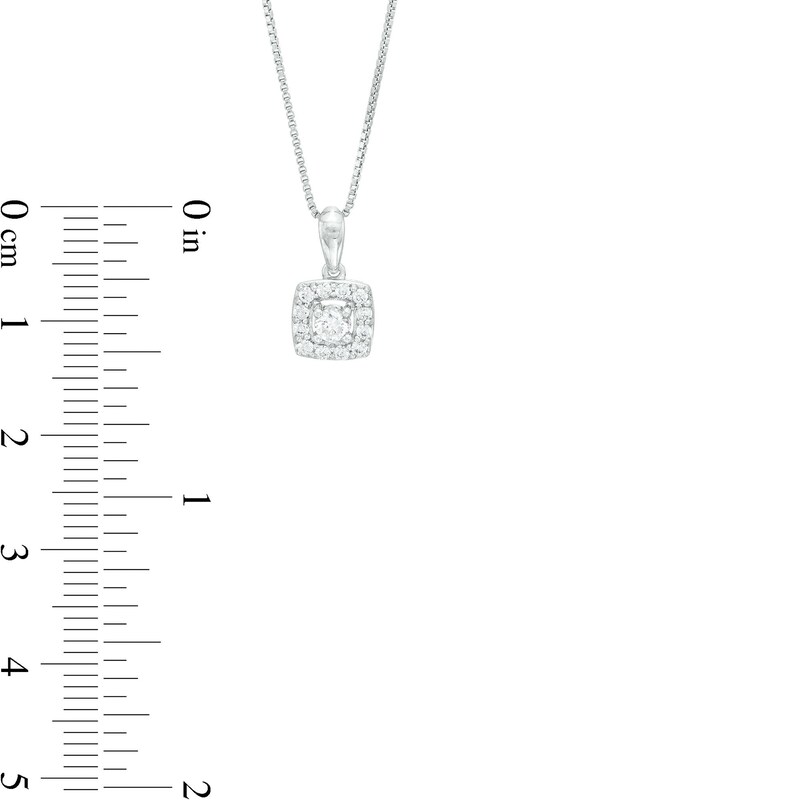 Main Image 4 of 1/4 CT. T.W. Certified Lab-Grown Diamond Cushion-Shaped Frame Pendant in 10K White Gold (F/SI2)