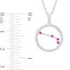 Thumbnail Image 2 of Lab-Created Ruby and White Lab-Created Sapphire Aries Circle Outline Pendant in Sterling Silver