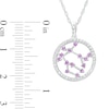 Thumbnail Image 2 of Lab-Created Amethyst and White Lab-Created Sapphire Gemini Circle Outline Pendant in Sterling Silver