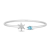 Thumbnail Image 2 of Enchanted Disney Elsa Pear-Shaped Aquamarine and 1/15 CT. T.W. Diamond Snowflake Open Bangle in Sterling Silver