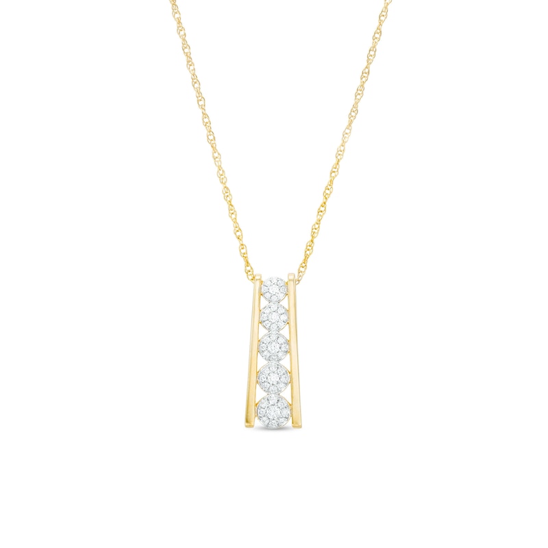 Main Image 1 of 1/4 CT. T.W. Multi-Diamond Graduated Ladder Pendant in 10K Gold