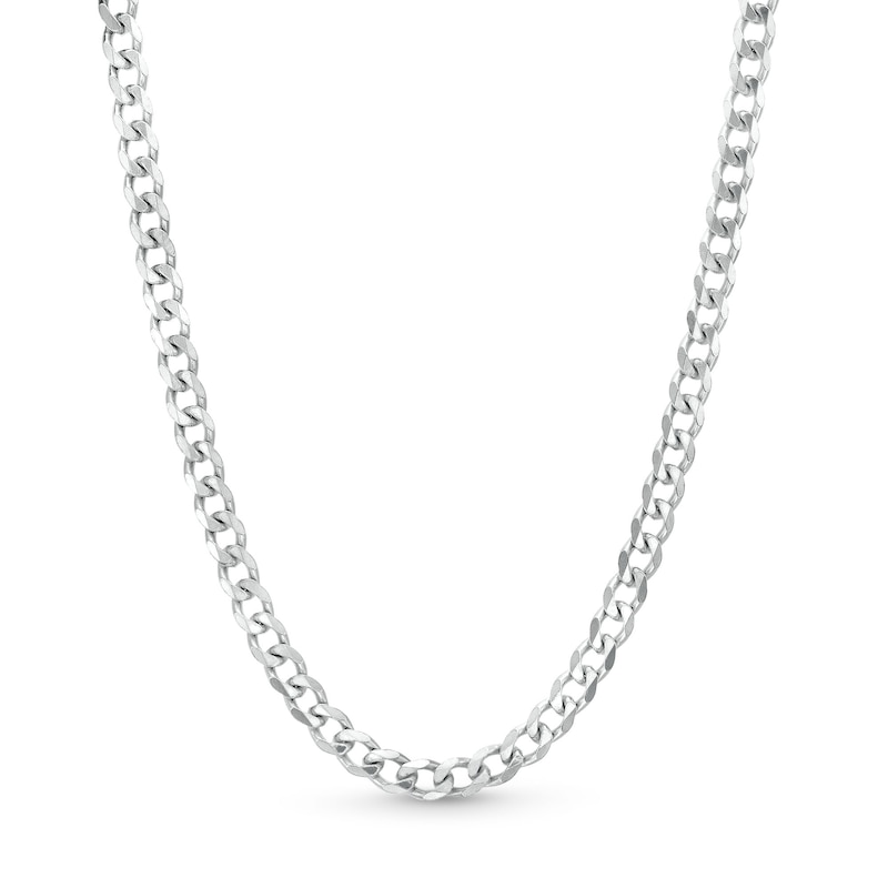 Main Image 1 of 4.3mm Diamond-Cut Curb Chain Necklace in Solid Sterling Silver  - 18"