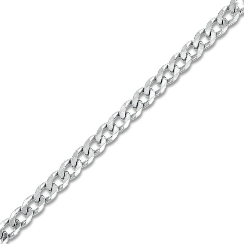 Main Image 1 of 4.3mm Diamond-Cut Curb Chain Bracelet in Solid Sterling Silver  - 7.5"