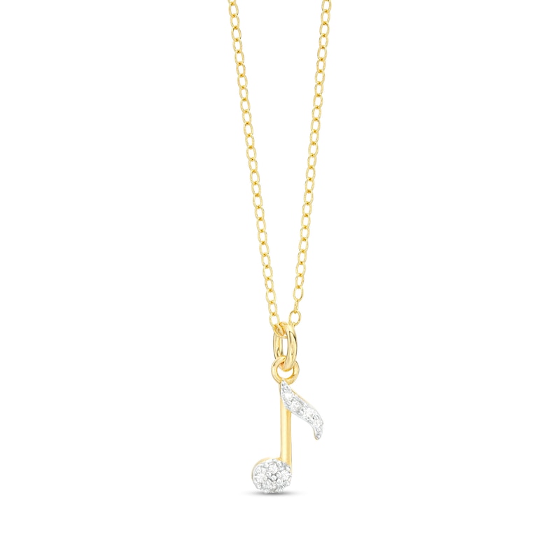 Main Image 1 of 1/15 CT. T.W. Diamond Music Eighth Note Pendant in Sterling Silver in 18K Gold Plate