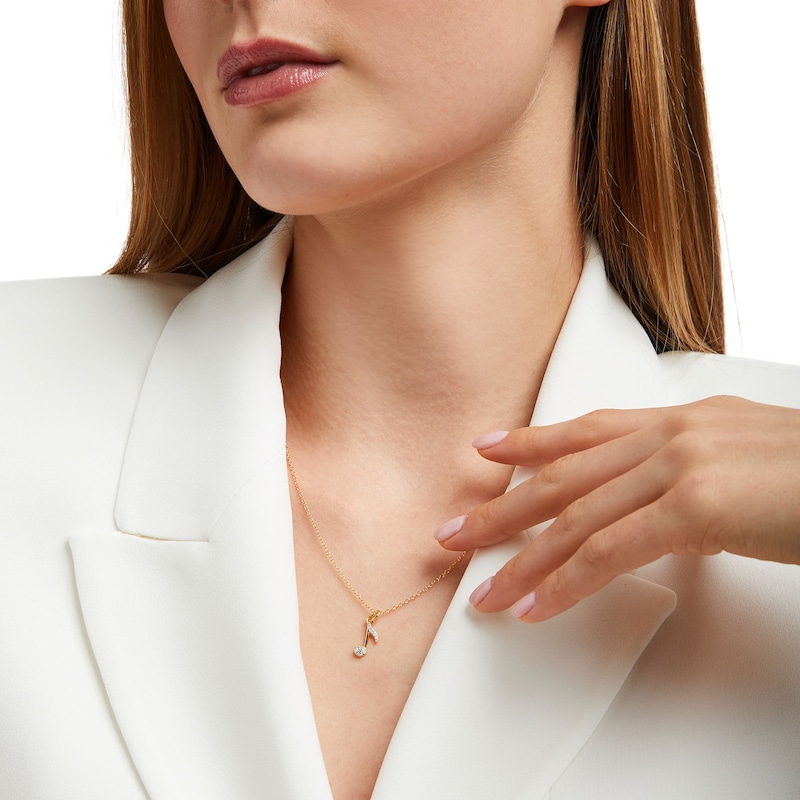 Main Image 2 of 1/15 CT. T.W. Diamond Music Eighth Note Pendant in Sterling Silver in 18K Gold Plate