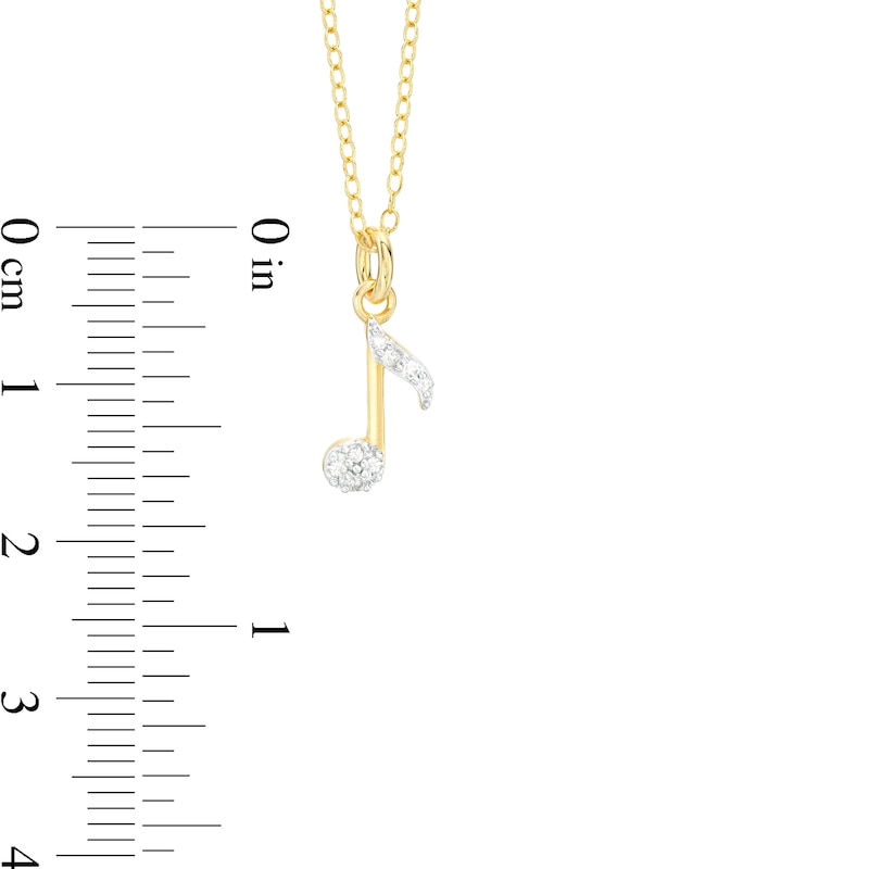 Main Image 3 of 1/15 CT. T.W. Diamond Music Eighth Note Pendant in Sterling Silver in 18K Gold Plate