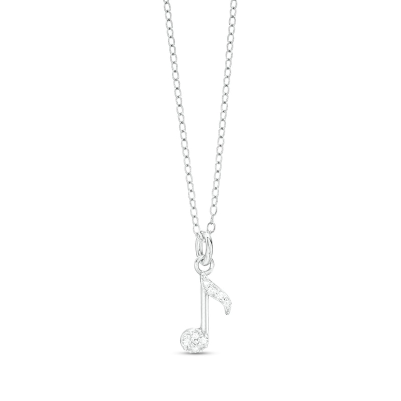 Main Image 1 of 1/15 CT. T.W. Diamond Music Eighth Note Pendant in Sterling Silver