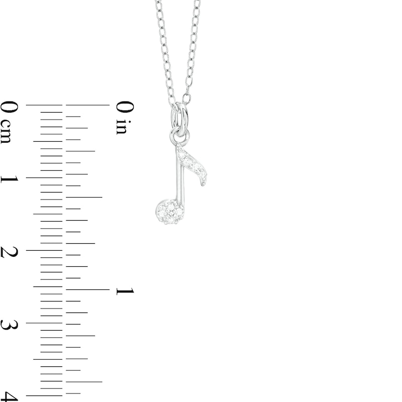 Main Image 3 of 1/15 CT. T.W. Diamond Music Eighth Note Pendant in Sterling Silver