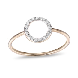 1/10 CT. T.W. Diamond Circle Outline Ring in Sterling Silver with 18K Gold Plate