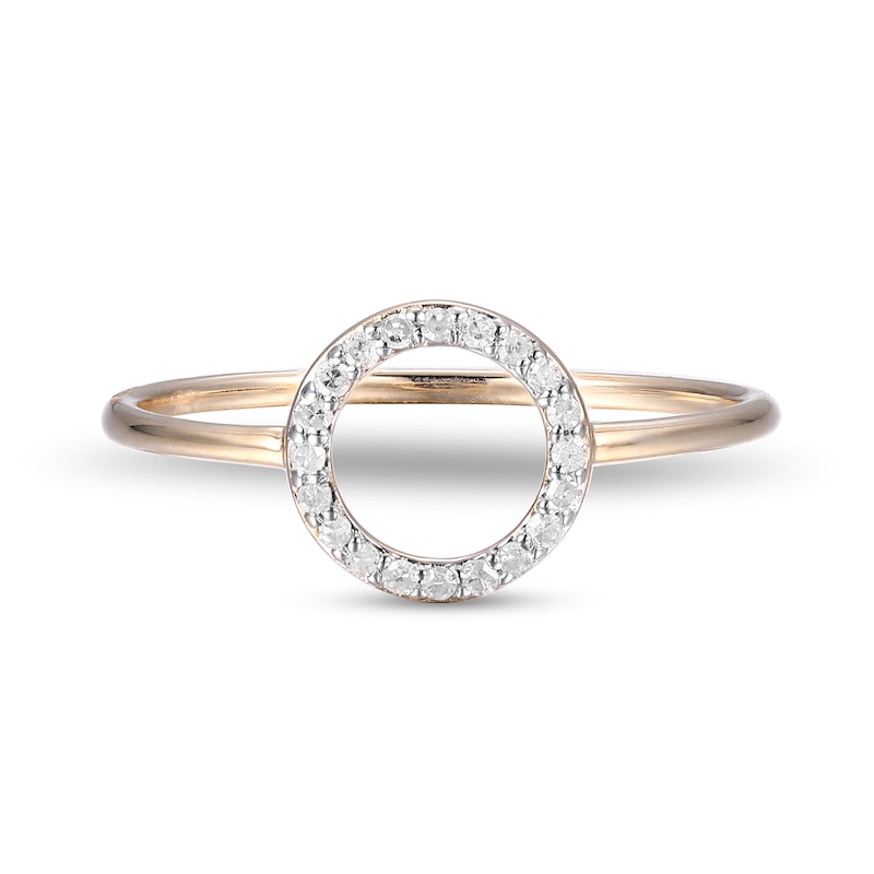 Main Image 3 of 1/10 CT. T.W. Diamond Circle Outline Ring in Sterling Silver with 18K Gold Plate
