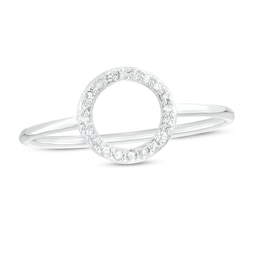 1/10 CT. T.W. Diamond Circle Outline Ring in Sterling Silver