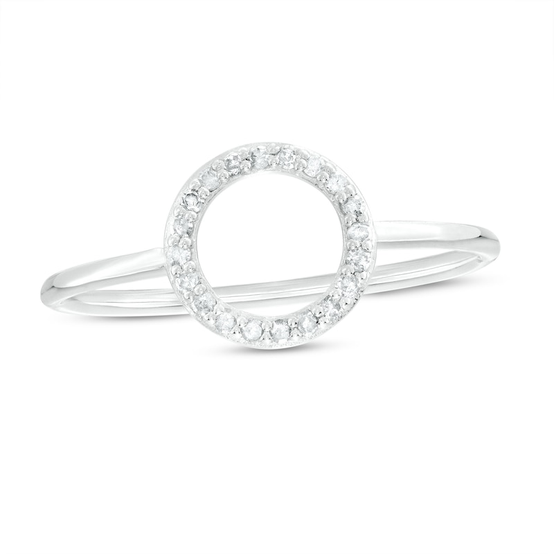 Main Image 1 of 1/10 CT. T.W. Diamond Circle Outline Ring in Sterling Silver