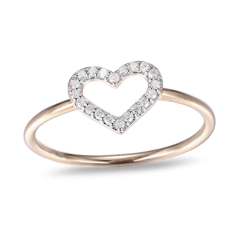 Main Image 1 of 1/10 CT. T.W. Diamond Heart Outline Ring in Sterling Silver with 18K Gold Plate