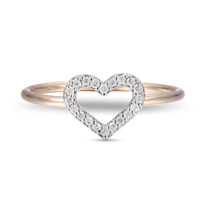 Main Image 3 of 1/10 CT. T.W. Diamond Heart Outline Ring in Sterling Silver with 18K Gold Plate