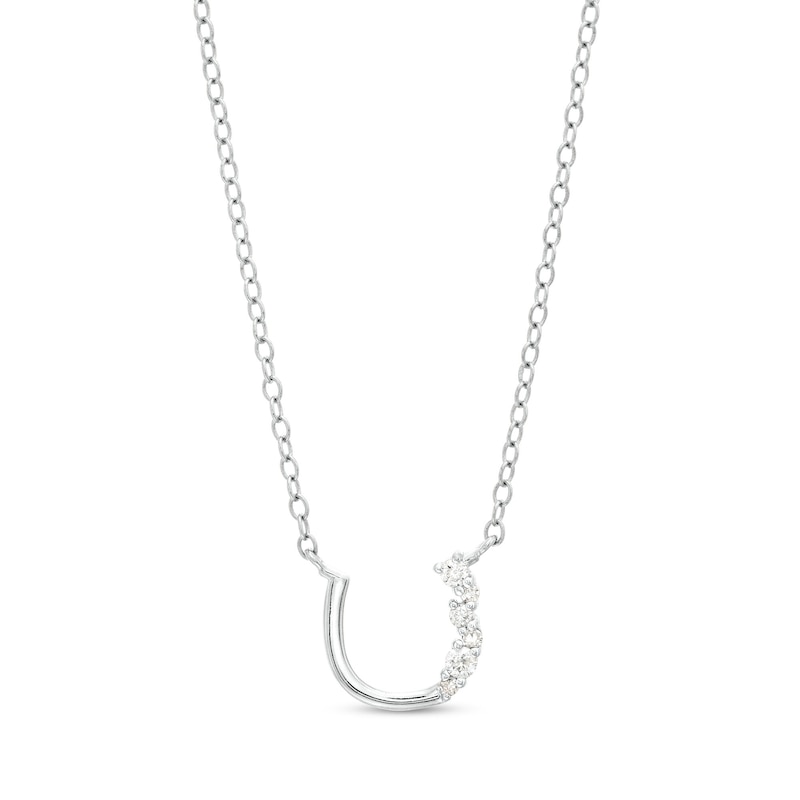 Main Image 1 of 1/15 CT. T.W. Diamond Horseshoe Necklace in Sterling Silver