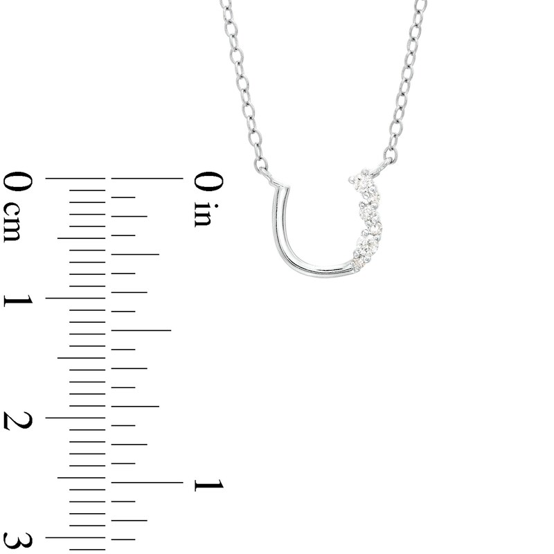 Main Image 3 of 1/15 CT. T.W. Diamond Horseshoe Necklace in Sterling Silver
