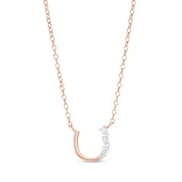 1/15 CT. T.W. Diamond Horseshoe Necklace in Sterling Silver with 18K Rose Gold Plate