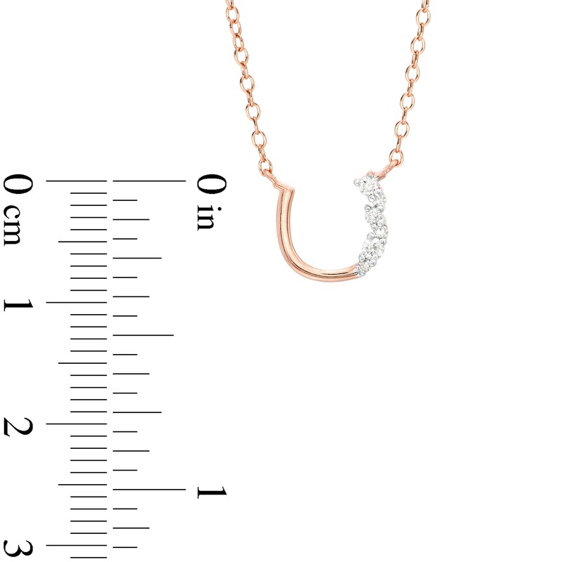 Main Image 3 of 1/15 CT. T.W. Diamond Horseshoe Necklace in Sterling Silver with 18K Rose Gold Plate